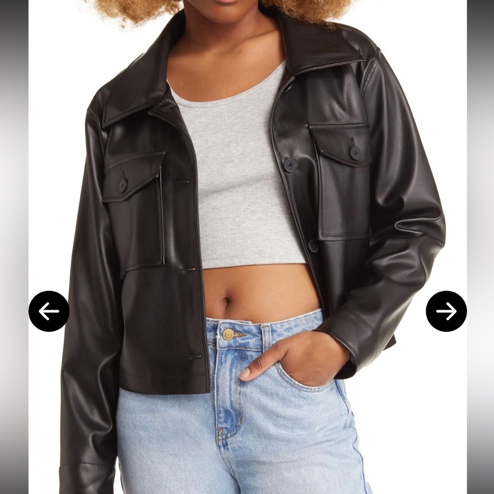 BP faux leather   shirt jacket